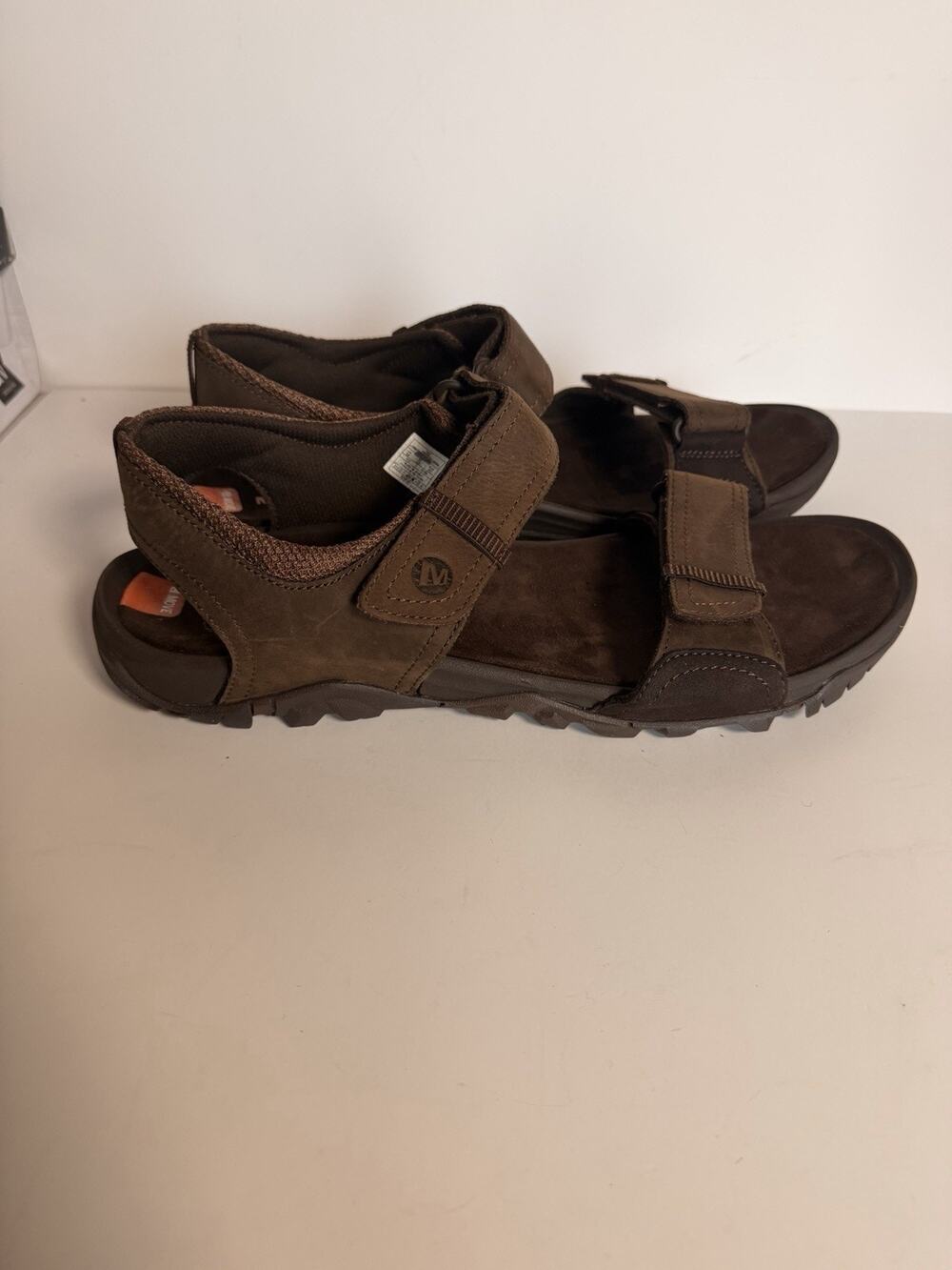 Merrell Sandals Mens Size 14 Brown Leather Hiking Trail J71099 Clay Select Grip